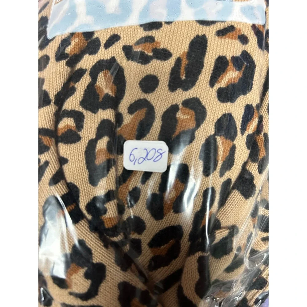 Animal Print Mob Wife Croft & Barrow Womens XL Tan Leopard Button Front Cardigan